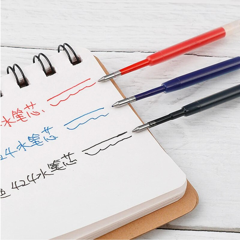 10 gab 424 tintes gēla pildspalvas uzpilde 99mm zila melna sarkana maināma G2 lodīšu pildspalvu uzpilde 0,5 mm skolas rakstīšanas biroja kancelejas preces