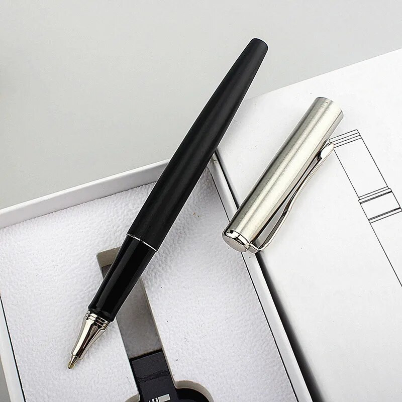1 τμχ Πολυτελής στυλό ρολό μεταλλικά σχολικά είδη γραφείου μαύρο χρυσό κλιπ Rollerball Υψηλής ποιότητας χαρτικά