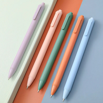 1 БР. 0,5 mm черна водна автоматична гел химикалка Macaron Color Press Pen Smooth Bullet Химикалка Удобни офис ученически пособия