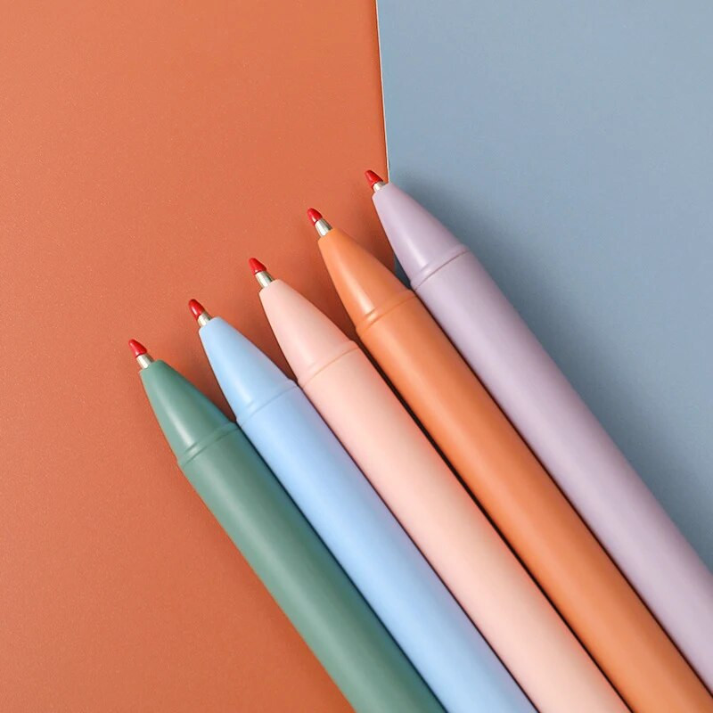 1 vnt. 0,5 mm juodo vandens automatinis gelio rašiklis Macaron spalvotas spaudos rašiklis Smooth Bullet Tušinukas Patogūs biuro reikmenys mokykloms