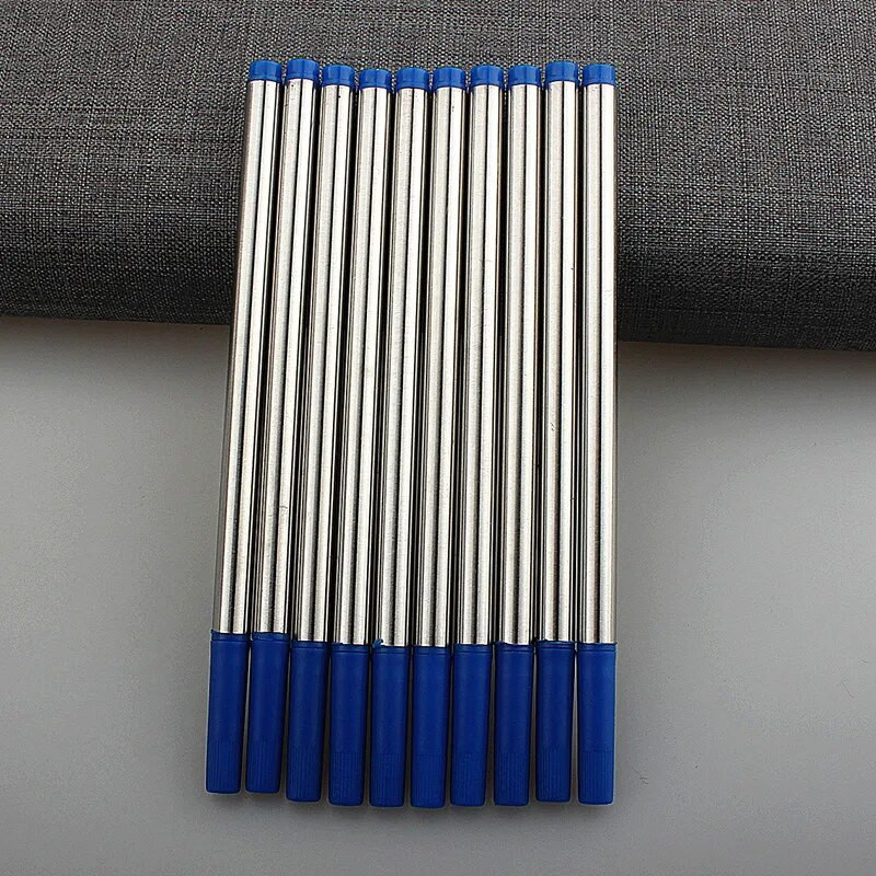 10 vnt geros kokybės MĖLYNAS ir juodos spalvos rašalo užpildas, skirtas ritininio rašiklio pildymui