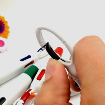 Гел писалка с прибиращ се тип 4 цветни мастила Химикалки с катарама Ключодържател Инструменти за писане Канцеларски материали Офис Училищни пособия