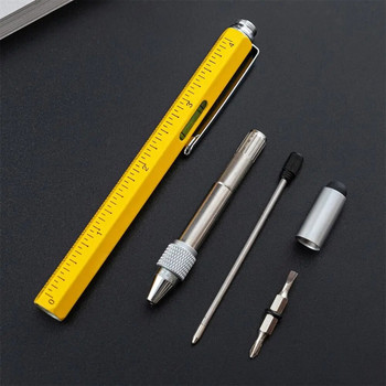Στυλό πολλαπλών λειτουργιών 6 σε 1 με σχισμή/σταυρό κατσαβίδι Χωρητικό στυλό με ελαφρύ πνεύμα γραφής στυλό
