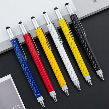 Στυλό πολλαπλών εργαλείων 6 σε 1 με οθόνη κατσαβιδιού Touch DIY στυλό ξυλουργικής με χάρακα για είδη γραφής γραφείου Στυλό πολλαπλών εργαλείων