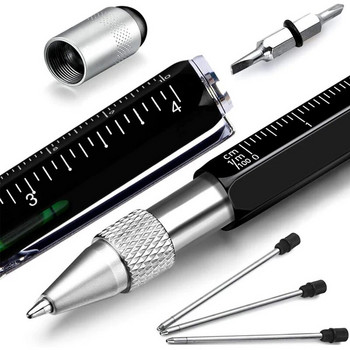 Στυλό 6 σε 1 Πολυεργαλείο ручка caneta 1mm Μαύρη μπλε μελάνι οθόνη αφής γραφίδα Εργαλεία κατασκευής Δώρο για άντρες μπαμπά