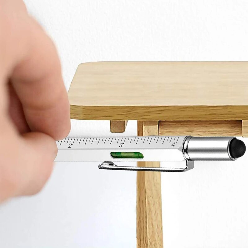 6 vienā daudzfunkcionāla lodīšu pildspalva ручка caneta 1 MM melnas zilas tintes skārienekrāna irbulis celtniecības rīki Dāvana tētim vīram