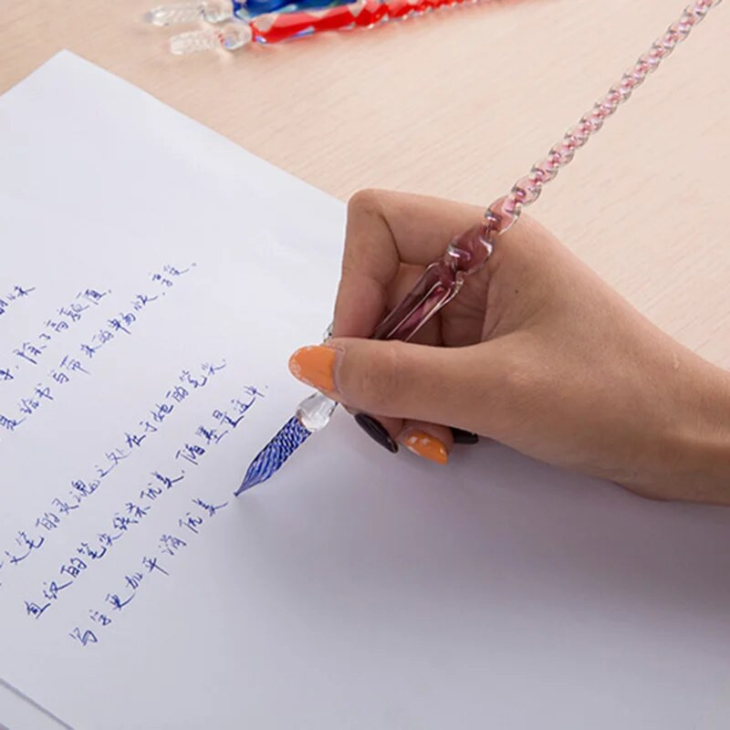 Sticla cu înmuiere înalt din sticlă borosilicată cu cerneală artistică colorată, colorată cu apă, stilou semnătură transparent