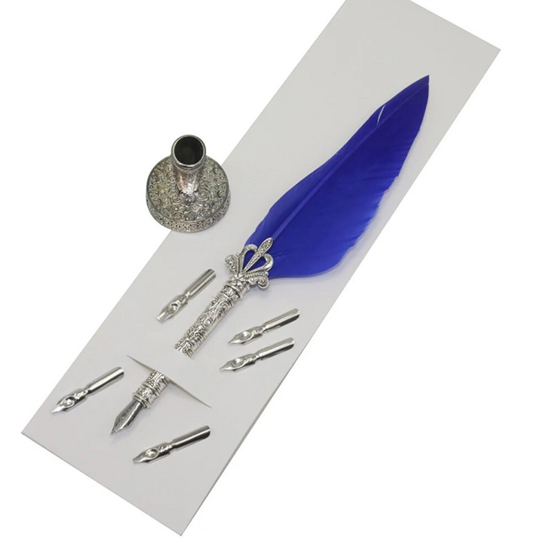 5 tk Nib Plus 1 tk nikerduspulga sulgedega pliiats, tindikotita pliiats, vette kastetud Metallist nikerdusvarda sulgedega pliiats