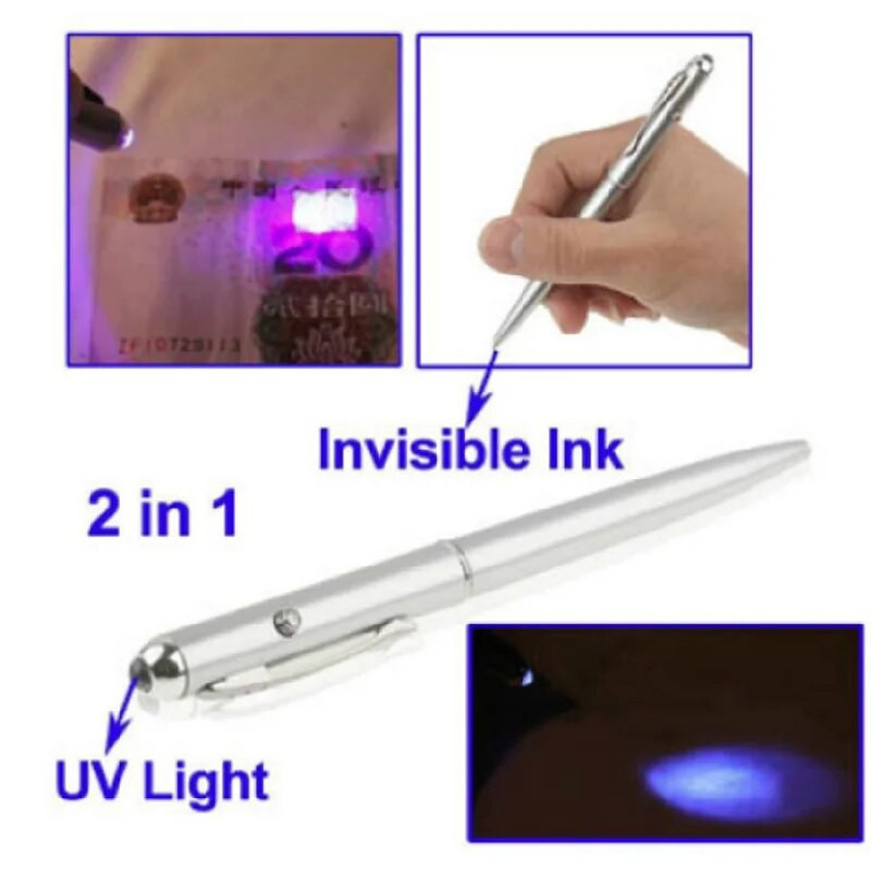 Fun Pen 2-in-1 Invisible UV Glowing Pen Ink Magic Safe Handwriting Secret Spy Pen with UV New Creative Plastic Ballpoint Pen
