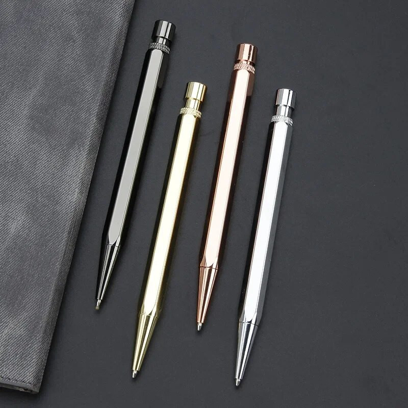 Kvaliteetne luksuslik presstüüp metallist kuusnurkne messingist pliiats, neutraalne signatuurpliiats ärireklaamide kingituste kirjutamiseks