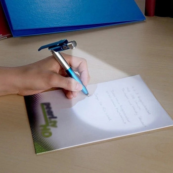 Химикалка с LED светлина Многофункционална сгъваема стойка за държач за телефон Нощно четене Писалка за канцеларски материали за офис ученик