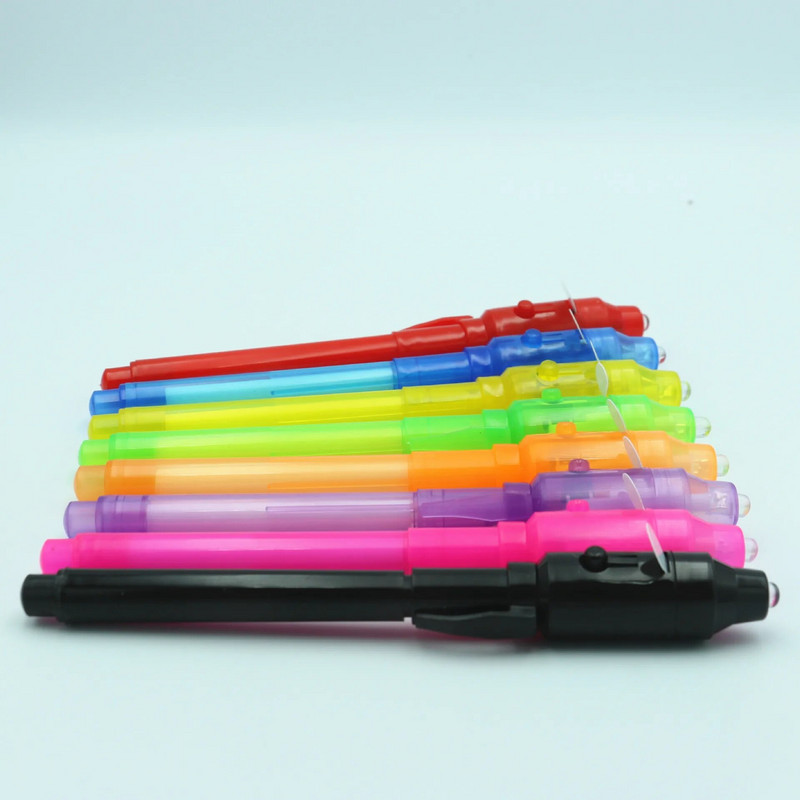 Neredzama fluorescējoša pildspalva Led violeta gaiša elektroniskā banknošu detektors radošs ultravioletās maģiskas tintes lampas pildspalvas marķieris