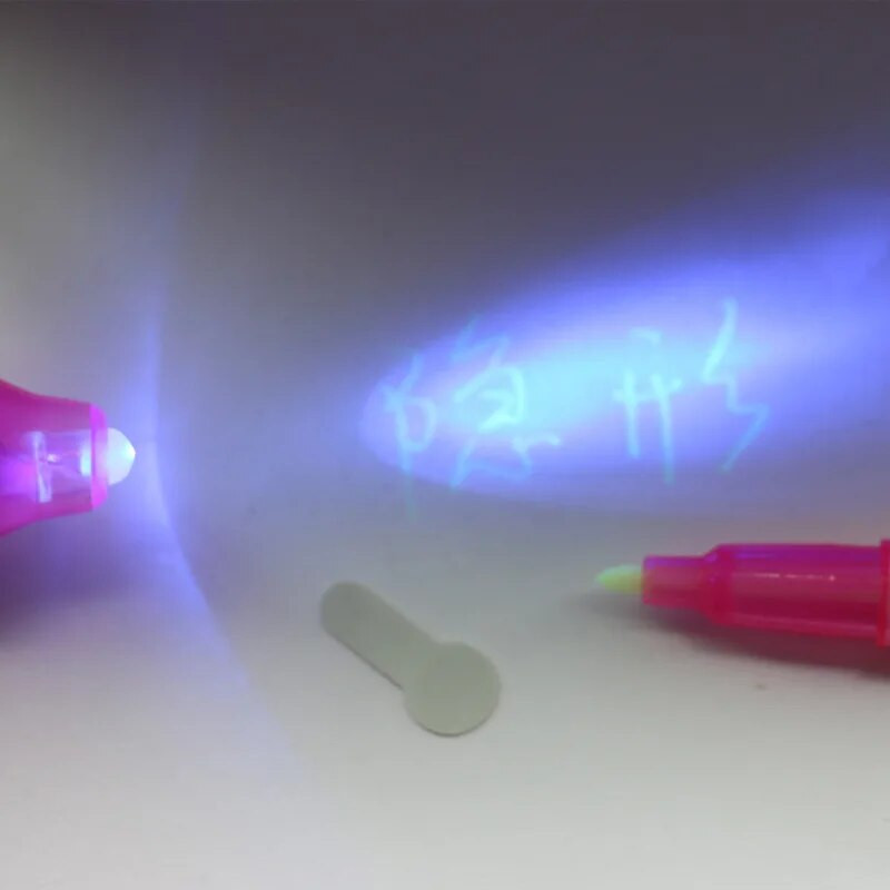 Neredzama fluorescējoša pildspalva Led violeta gaiša elektroniskā banknošu detektors radošs ultravioletās maģiskas tintes lampas pildspalvas marķieris