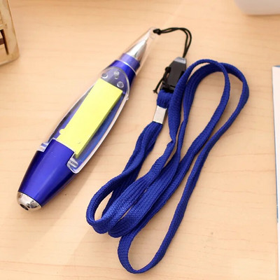 Δημιουργικό στυλό φορητό φορητό κρεμαστό λαιμό Πολυλειτουργικά στυλό με χαρτί σημείωσης Χαριτωμένο στυλό LED Novel Σχολικά προμήθειες