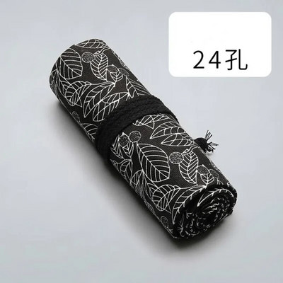 24.12.36 aukudega lõuendist koolipliiatsikott, kokkurullitav pliiatsitase tüdrukutele poistele, must leht Penal kaasaskantav pliiatsikott kirjatarvete kott