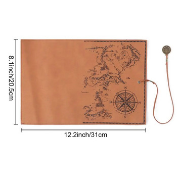 Treasure Map Sketch Series Ретро PU кожена чанта за моливи Голям капацитет Чанта за химикалки Винтидж чанта за химикалки Училищни канцеларски материали