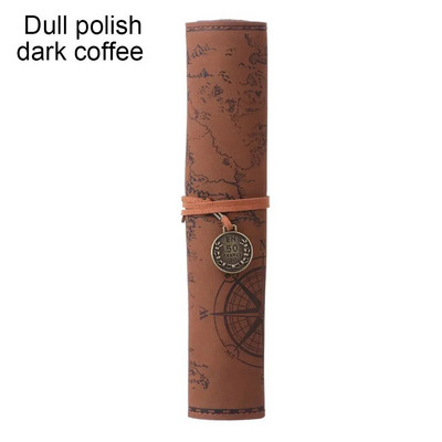 Seria de schițe Harta comorii Geantă de creion din piele retro PU Geantă de pix de capacitate mare Husă de stilou vintage Material de papetărie pentru școală