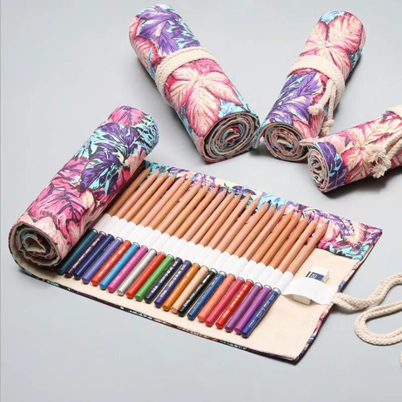 24.12.36. caurumi Canvas Kawaii skolas zīmuļu futrālis meitenēm, zēniem, rullējamais penālis, liels pildspalvu maisiņš, kaste Kancelejas piederumu maisiņu piederumi