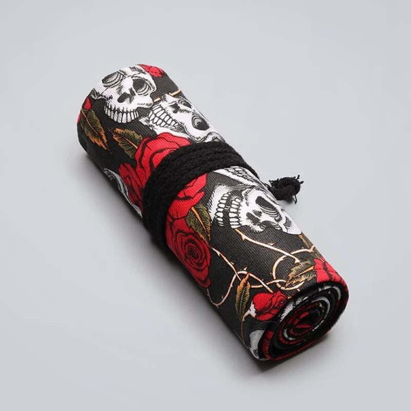 24/12/36 Σχολική μολυβοθήκη από καμβά τρύπα Roll Up Μολυβοθήκη για κορίτσια αγόρια Χαριτωμένη μεγάλη φορητή τσάντα μαύρο στυλό Χαρτικά