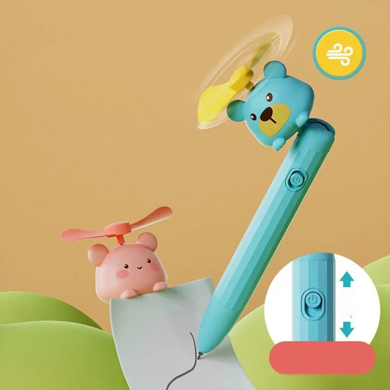 Χαριτωμένο Κορεάτικο Σχολικό Κοιτώνα Γρήγορη ξήρανση προμήθειες γραφείου Bear βεντούζα τύπου Cooling Fan Neutral στυλό με στυλό υπογραφής ανεμιστήρα