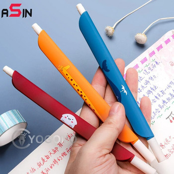 5PCS/BOX 0,5 mm 3 в 1 Многофункционална ретро цветна гел химикалка Creative journal Ruler Pen Cartoon Bookmark pen Ученически пособия