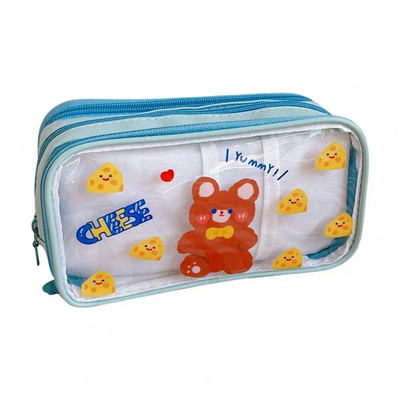 Penālis Ūdensnecaurlaidīgs caurspīdīgs PVC karikatūra ar rāvējslēdzēju kancelejas piederumu soma studentu dāvana