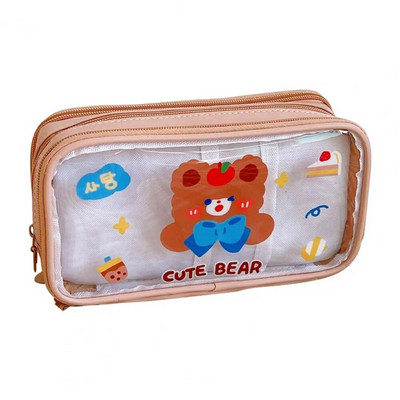 Penālis Ūdensnecaurlaidīgs caurspīdīgs PVC karikatūra ar rāvējslēdzēju kancelejas piederumu soma studentu dāvana