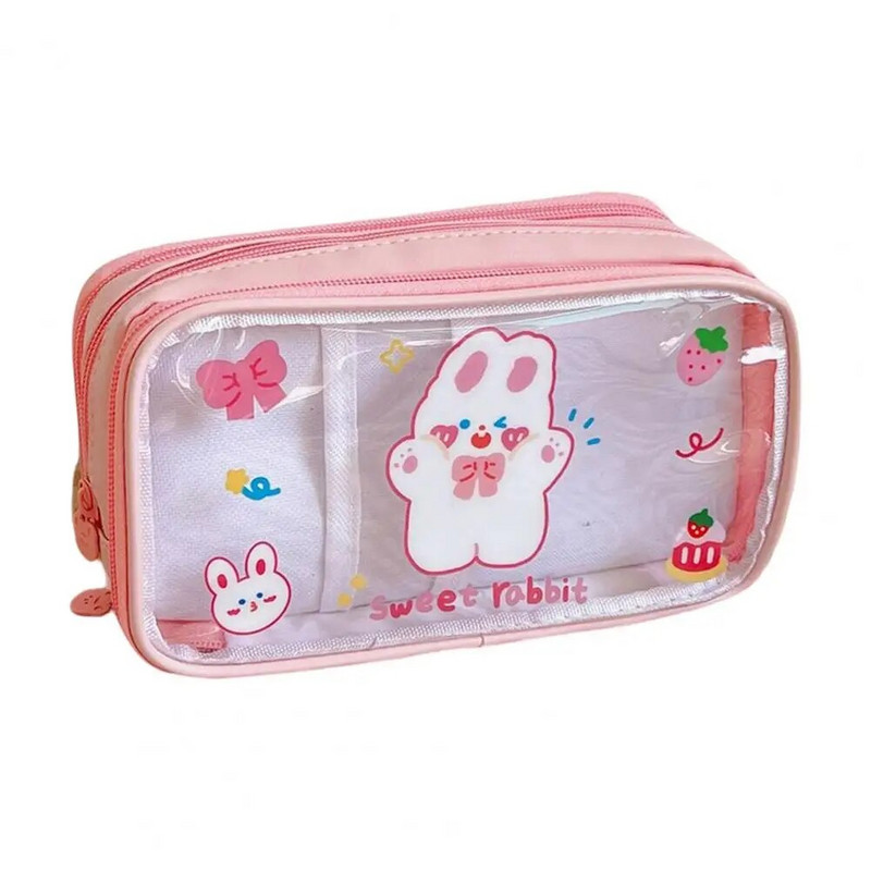 Penālis Ūdensnecaurlaidīgs caurspīdīgs PVC karikatūra ar rāvējslēdzēju kancelejas piederumu soma studentu dāvana