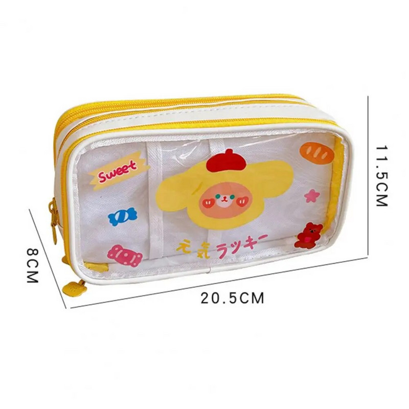 Penālis Ūdensnecaurlaidīgs caurspīdīgs PVC karikatūra ar rāvējslēdzēju kancelejas piederumu soma studentu dāvana