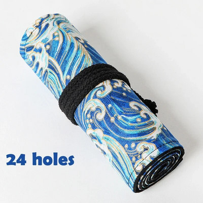 24.12.36.48 caurumi Kawaii kanvas rullīšu zīmuļu futrālis korejiešu rakstāmpiederumi Kosmētika Roll-up zīmuļu maisiņi Zīmuļu maisiņi Skolas piederumi