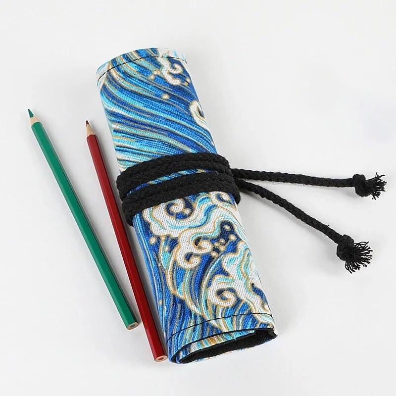 24.12.36.48 caurumi Kawaii kanvas rullīšu zīmuļu futrālis korejiešu rakstāmpiederumi Kosmētika Roll-up zīmuļu maisiņi Zīmuļu maisiņi Skolas piederumi