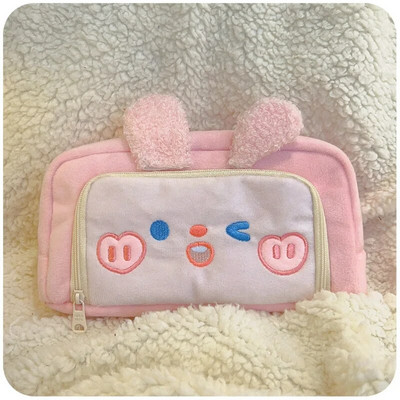 1 gabals jauks plīša zīmuļu futrālis korejiešu modes Kawaii karikatūra dzīvnieku zīmuļu maciņš lielas ietilpības Stationey uzglabāšanas soma studentam