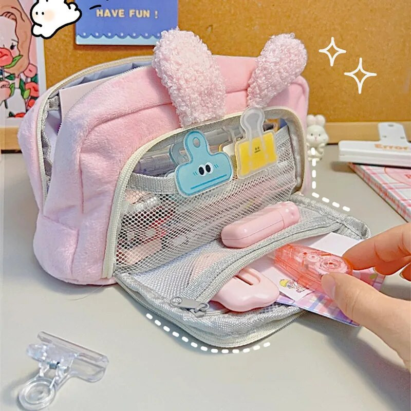 1 gabals jauks plīša zīmuļu futrālis korejiešu modes Kawaii karikatūra dzīvnieku zīmuļu maciņš lielas ietilpības Stationey uzglabāšanas soma studentam