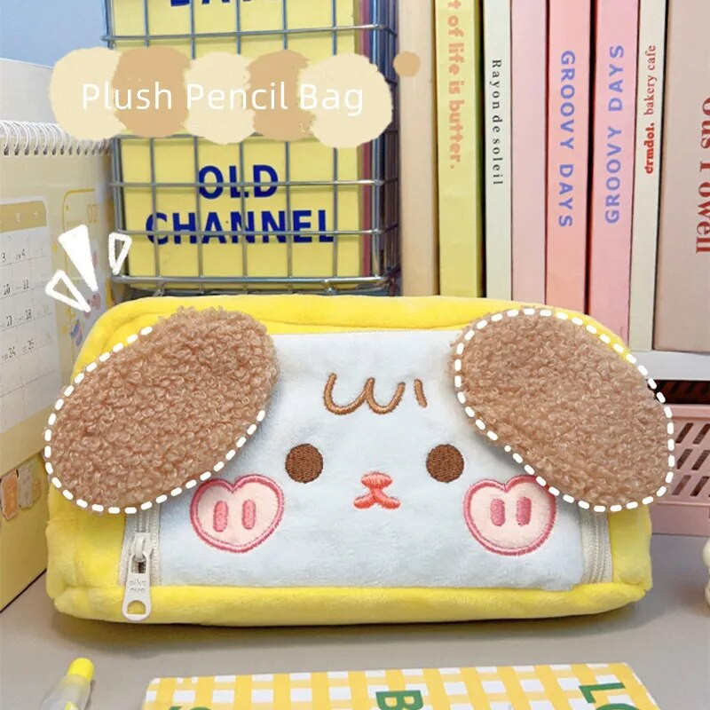 1 gabals jauks plīša zīmuļu futrālis korejiešu modes Kawaii karikatūra dzīvnieku zīmuļu maciņš lielas ietilpības Stationey uzglabāšanas soma studentam