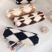 Plīša zīmuļu futrālis Skolas piederumu kancelejas piederumu soma Studentu lielas ietilpības pildspalvu futrālis meitenēm grima soma Bērnu pildspalvu futrālis dāvanas