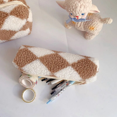 Plīša zīmuļu futrālis Skolas piederumu kancelejas piederumu soma Studentu lielas ietilpības pildspalvu futrālis meitenēm grima soma Bērnu pildspalvu futrālis dāvanas