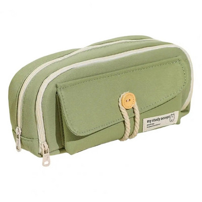 Penālis Lielas ietilpības liela izmēra zīmuļu futrālis ar 3 nodalījumiem pogām Kokvilnas virves dekorēšana Studentu kancelejas piederumu glabātuve Pe