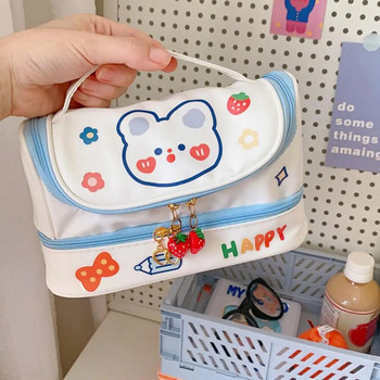 Чанта за моливи Двупластова преносима чанта за канцеларски материали с анимационен заек за училище