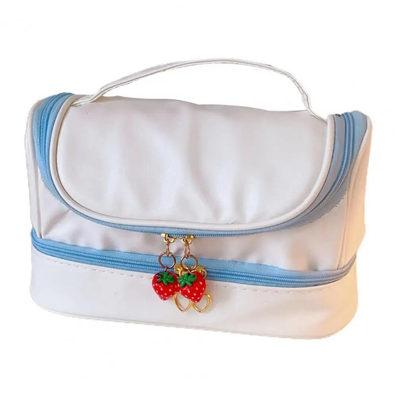 Zīmuļu soma ar dubultu slāņu pārnēsājamu multfilmu trušu apdrukas rakstāmpiederumu futrālis skolai