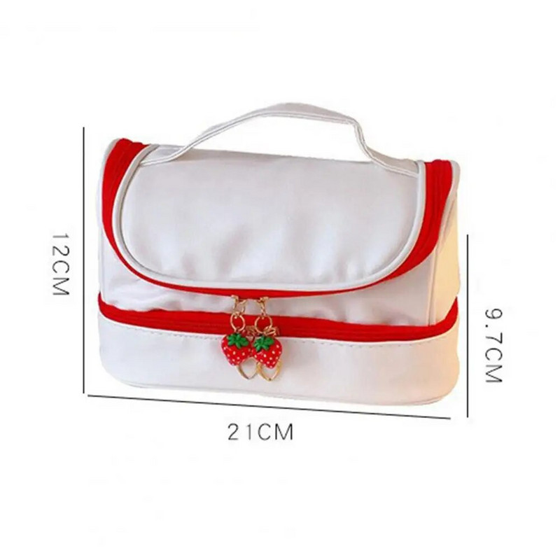 Zīmuļu soma ar dubultu slāņu pārnēsājamu multfilmu trušu apdrukas rakstāmpiederumu futrālis skolai