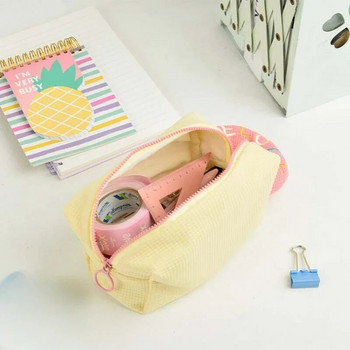Τσάντα μολυβιού Macaron Cream Puff βελούδινη τσάντα μολυβιού μεγάλης χωρητικότητας, χαριτωμένη κοπέλα, φοιτητική θήκη μολυβιού για επιστολόχαρτο Επιστροφή στο σχολείο