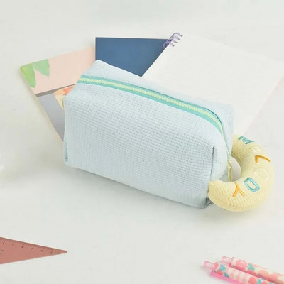 Macaron Cream Puff plīša zīmuļu maisiņš Liela ietilpība Trusītis Cute Girl Kancelejas piederumu zīmuļu maisiņš Atpakaļ uz skolu