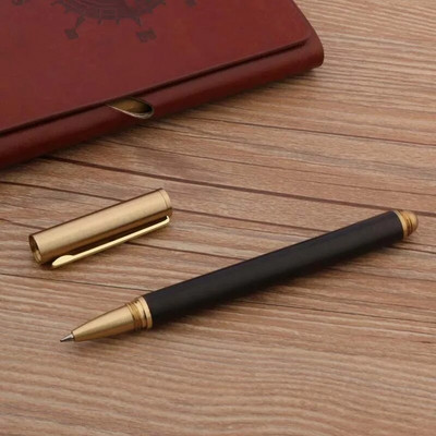 Augstas kvalitātes misiņa rullīšu lodīšu pildspalva melnkoka koka vērpta kancelejas preces biroja piederumi, paraksta tintes pildspalvas Jauns