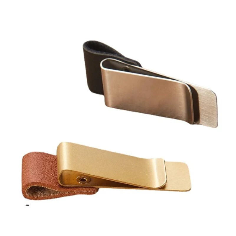 Μεταλλική δερμάτινη θήκη για στυλό ορείχαλκος και ανοξείδωτο ατσάλι Κλιπ μολυβιού για δερμάτινο σημειωματάριο Ημερολόγιο περιοδικό