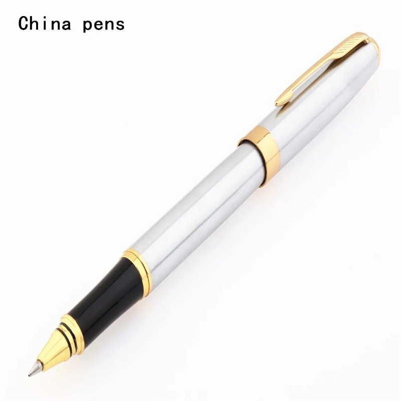 Baoer 388 melns sudrabs biznesa metāla rullīšu pildspalva Vidēja uzgali zelta klips biroja skolas studentu piederumi lodīšu pildspalvas
