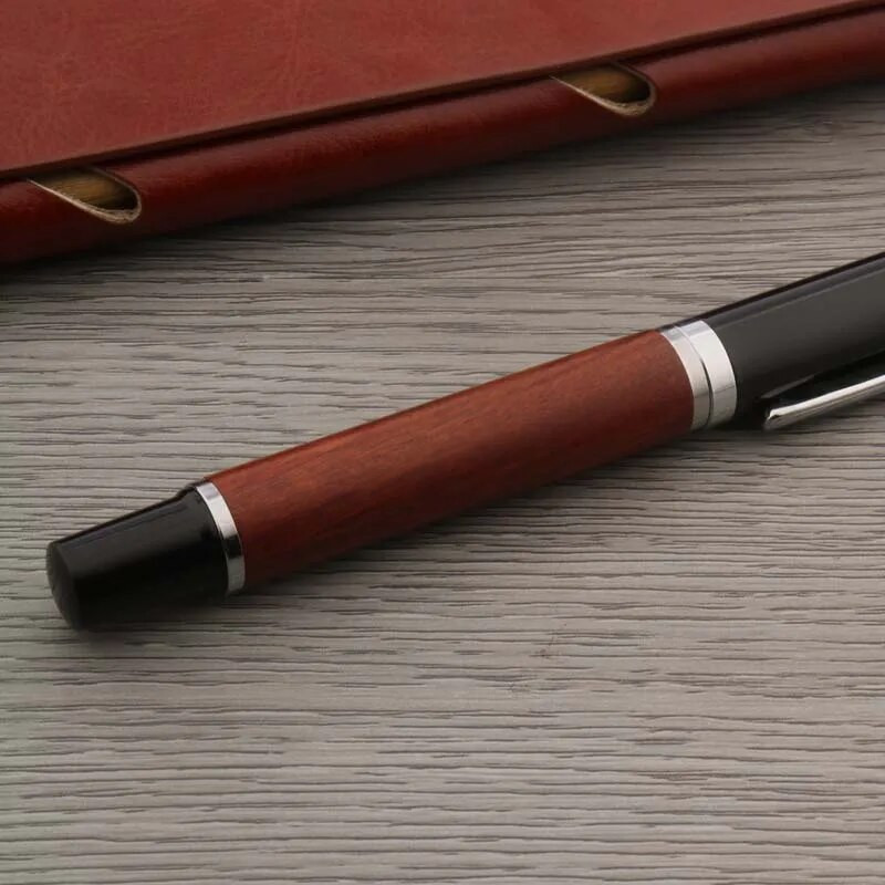 Augstas kvalitātes metāla sarkana koka rullīšu pildspalva Elegante Signature Kancelejas piederumi Skolas piederumi Lodīšu tintes pildspalvas