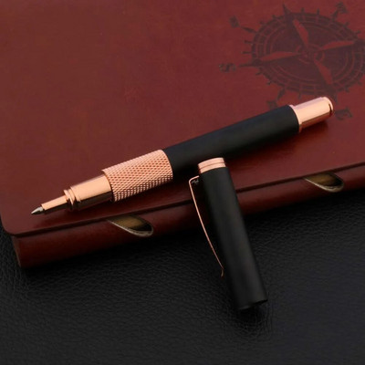 2022-es újdonság, kreatív diák Rollerball toll matt fekete rózsa arany 0,5 mm-es svájci tintatoll írószer