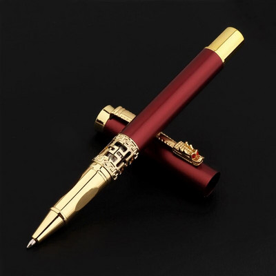 Zilas krāsas zelta grebums sarkankoka biznesa biroja rullīšu pildspalvas skolas piederumi