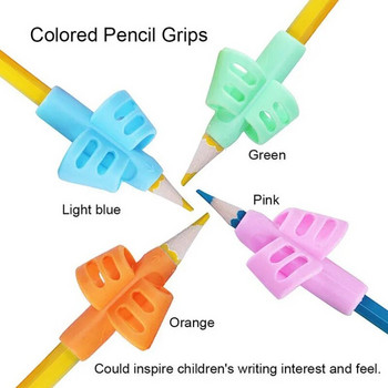 Мек силиконов държач за моливи Плътен цвят Устройство за коригиране на обучението по писане на деца Ученически канцеларски материали Ученически пособия Подарък за деца