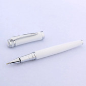 μέταλλο 3035 καθαρό λευκό Smooth With Silver Trim Roller ball Pen